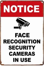 Notice Face Recognition Security Garage Tin Metal Signs Home Décor 8x12 picture