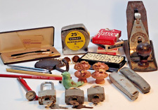 Vintage Junk Drawer Lot Cross Pens Millers Falls Plane Stanley Tape Master Lock picture