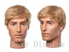2PCS Male Fiberglass Mannequin Head Bust Wig Hat Jewelry Display #33H x2 picture