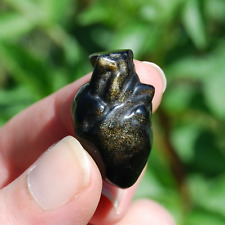 ONE 1.25in Gold Sheen Obsidian Anatomical Heart, Realistic Crystal Carving picture
