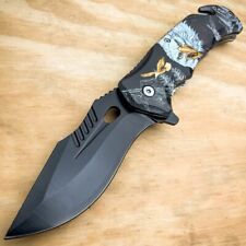 Bald Eagle Outdoor Spring Assisted OPEN Pocket Folding Skull Rescue Knife Blade picture