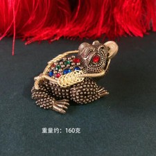 Brass Golden Toad Living Room Study Office Tea Pet Toad Pure Copper Ornament picture