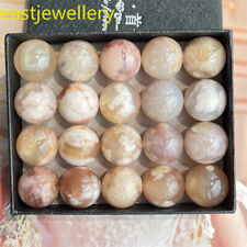 12pcs Natural cherry blossom agate ball quartz crystal Sphere healing 15mm+ picture
