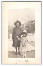 1912 Children Girl Boy Winter Gear Boots Hat East Orange NJ RPPC Photo Postcard picture
