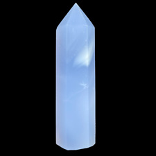 119g Natural Blue Chalcedony Obelisk Quartz Crystal Tower Point Healing Decor picture
