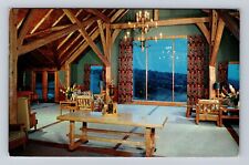 Gaylord MI-Michigan, Lobby The Main Lodge, Hidden Valley Vintage c1957 Postcard picture