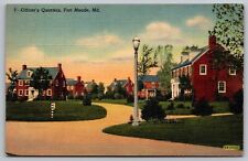 Maryland Md Officers Quarters Fort Meade Linen Unp Postcard picture