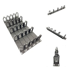 Metamas Lab 5 Pack 1U 19" Server Rack Cable Management Panel D-Ring Hooks picture
