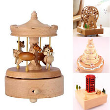 Wooden Carousel Music Box Romantic Merry-Go-Round Music Box Wood Birthday Gift picture