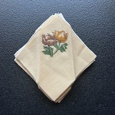 Vintage Linen Teatime Peach Colored Cloth Napkin Set Floral Design, Set of 4 picture
