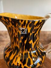 Amici Hand Blown Art Glass Safari Leopard Pitcher Vase  Italy  picture