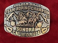 TROPHY CHAMPION RODEO BELT BUCKLE☆1993☆SONORA CALIFORNIA TEAM ROPER☆RARE☆701 picture