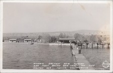 Salton Sea Mecca CA RPPC 250 Feet Below Sea Level pier Postcard picture