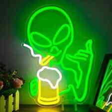 Green Alien Neon LED Sign, USB Powered Adjustable Brightness Neon Sign For Bar, picture