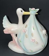 Vintage 1960s Rubens Originals Ceramic Stork Bundle Nursery Baby Planter Japan picture