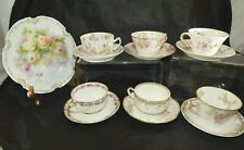 Antique VTG 6 Mixed Haviland China Tea Cup Saucer Sets, Party,Teas, Showers-Pink picture