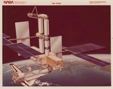 Space Station Freedom Shuttle Docking Concept Art 1984 - Original NASA Photo picture