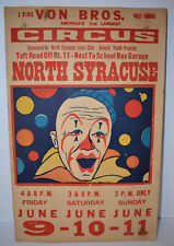 Original Vintage Von Bros Circus Advertising Poster N. Syracuse NY Neil Walters picture