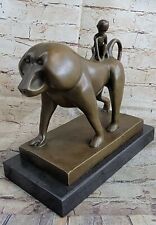 SOLID GENUINE BRONZE MONKEY MOTHER CARRYING BABY ON HER BACK SCULPTURE ARTWORK picture