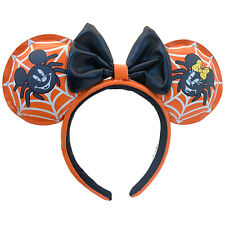 DisneyParks Halloween Christmas Minnie Mouse Bow Black Spider Ears Headband Ears picture
