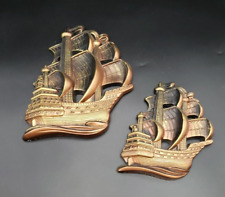 Vintage Pair of Chalkware Plaques, Miller Studios 1964 Sailing Ships picture