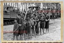 50s Vietnam Indochina War Children Women Lady Girl Army Tank Vintage Photo #512 picture