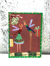 ACEO ARTIST TRADING CARD “KISS ME MISSILE TOE” UNKNOWN HANDMADE STICKER GLITTER  picture