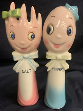 Vintage 60s Lefton Ceramic Anthropomorphic Mr Spoon & Mrs Fork Salt and Pepper picture