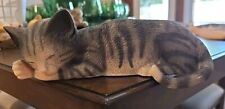Young Concepts Door Topper Sculpture Hand Made Resin, Sleeping Gray Tabby Cat picture