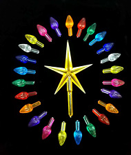 Lg Yellow Star w 25 Med Twist lights, bulbs pegs for Ceramic Christmas Tree NEW picture