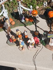 9 Lemax Spooky Town Dying Elm  Skulls, Arbor,  Lights, Trick or Treaters, Dogs picture