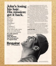 Rogaine Hair Lose Regrowth Minoxidil Baldness - Magazine Print Ads Ephemera 1993 picture
