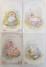 Vintage Baby Greeting Cards Lot of 4 Cards, NOS Religious Boy & Girl Baby Shower picture