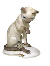 4” Siamese Cat Porcelain Figurine Kitty Kitten Broken Butterfly Vtg picture
