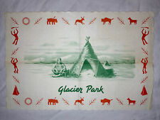 Vintage Glacier National Park Mt Paper Placemat 1950 Restaurant Native American picture
