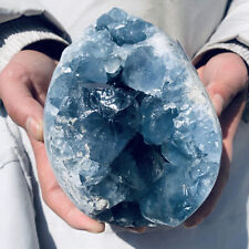 7.36LB Natural Beautiful Blue Celestite Crystal Geode Cave Mineral Specimen picture