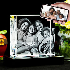 3D Photo Crystal Square Custom Laser Etched Print Personalized Engraved Picture picture