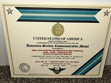 ANTARCTICA SERVICE MEDAL COMMEMORATIVE CERTIFICATE ~ W/PRINTING TYPE-1 picture