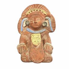VTG Mayan Warrior Terracotta Clay Pottery Mexican Folk Art Figurine Sculpture picture