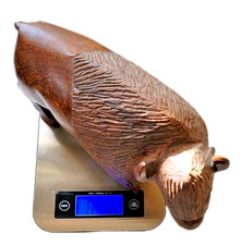 Rare Vintage LARGE Hand-Carved Ironwood Bison Buffalo 12x8x4" Intricate Details picture