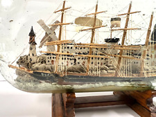 Antique Ship; Large Bottle; Wooden Stand; Great Diorama;  Nicest One picture
