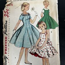 Vintage 1950s Simplicity 1144 Girls Princess Dress Jumper Sewing Pattern 10 CUT picture