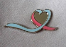Blue & Pink Stillbirth /  Baby Loss Awareness ribbon enamel pin badge / brooch. picture