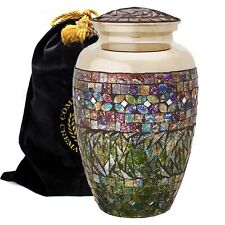 Silver Cracked Glass Cremation Urn, Cremation Urns Adult, Urns for Human Ashes picture