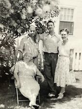 VH Photograph Cute Couple Pose Family Old People Flowers Tree 1950s Pretty Woman picture