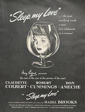 Sleep My Love Film Caudette Colbert Robert Cummings Vintage Print Ad 1948 picture