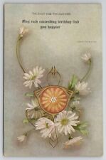 Birthday Greetings The Daisy And The Diamond April Birthstone Postcard R26 picture