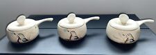 Red Wing Pottery USA - Bob White - Quail - Handled Soup Bowls With Lids picture