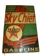 Vintage Sky Chief Texaco Sign Porcelain Chevron Intellectual Property 10x16