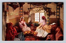 Algeria-A Turkish Sitting Room, Antique, Vintage Souvenir Postcard picture